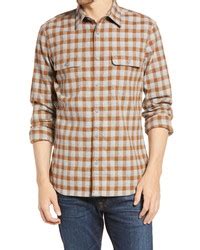 Tobacco Checked Wool Twill Shirt 